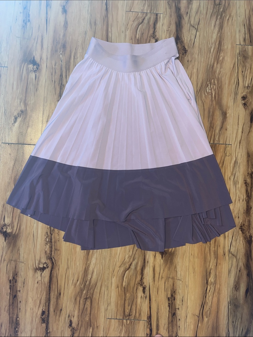 Athleta Two-Tone Pleated Midi Skirt in Lavender and Plum